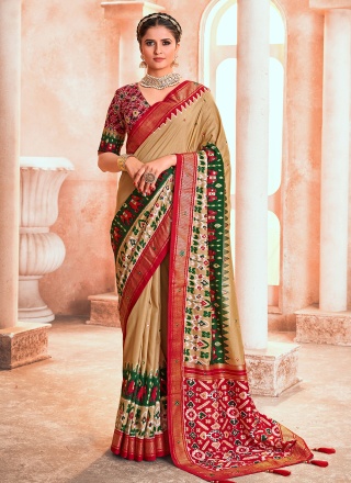 Remarkable Cream Mirror Saree