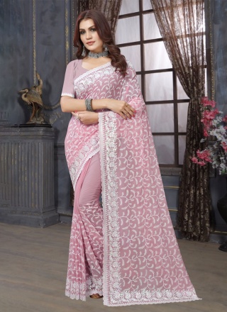 Remarkable Pink Classic Saree
