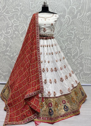 Remarkable White Silk Lehenga Choli