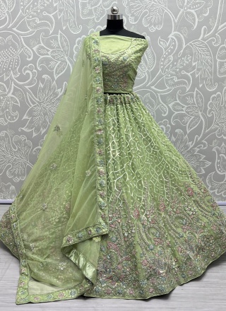 Renowned Green Net Designer Lehenga Choli