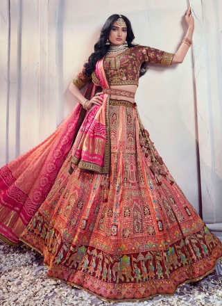 Resham Silk Designer Lehenga Choli in Multi Colour