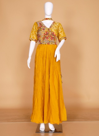 Riveting Mehndi Anarkali Suit