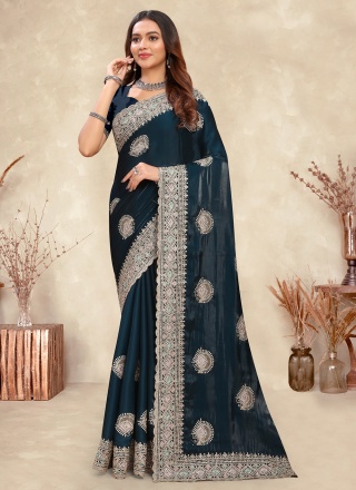 Riveting Morpeach  Crepe Silk Trendy Saree