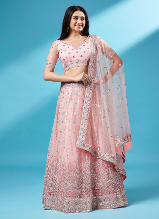 Rose Pink Net Designer Designer Lehenga Choli