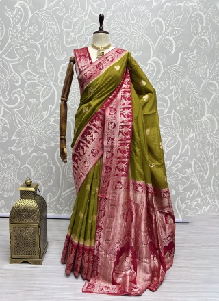 Royal Green Silk Contemporary Saree