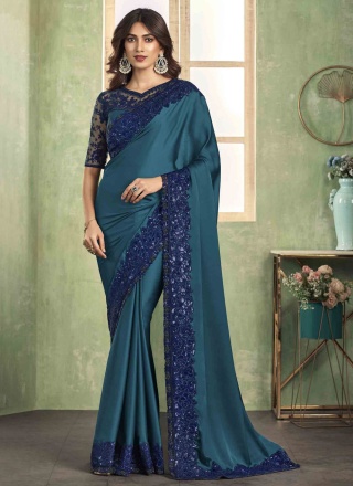 Ruritanian Teal Party Trendy Saree