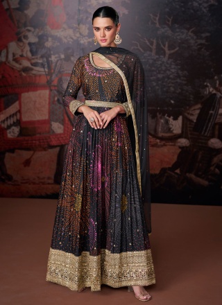 Salwar Kameez Digital Print Georgette in Multi Colour