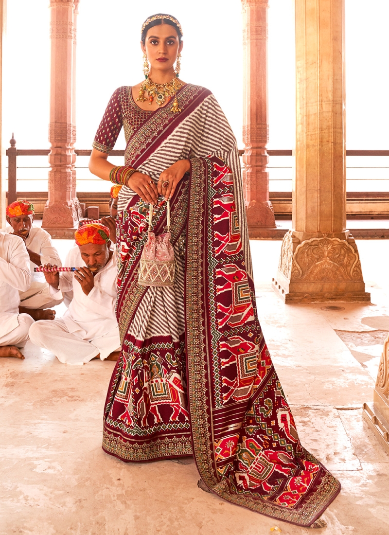 Savory Weaving Off White Traditional Designer Saree