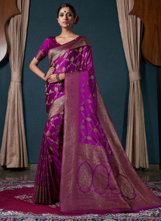 Savory Wine Satin Silk Contemporary Saree