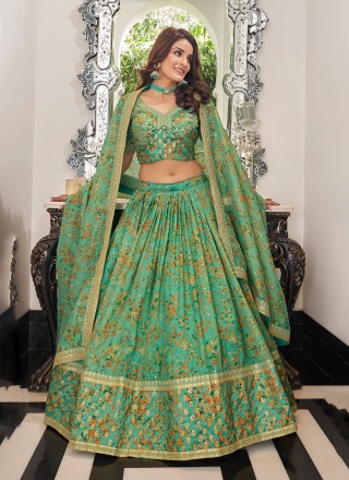 Sea Green Art Silk Festival Trendy Lehenga Choli