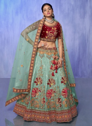 Sea Green Resham Lehenga Choli