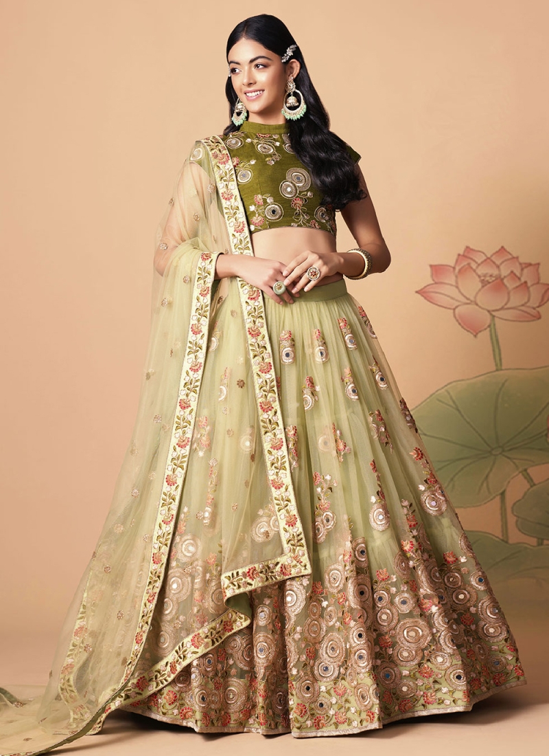 Sea Green Sequins Designer Long Lehenga Choli