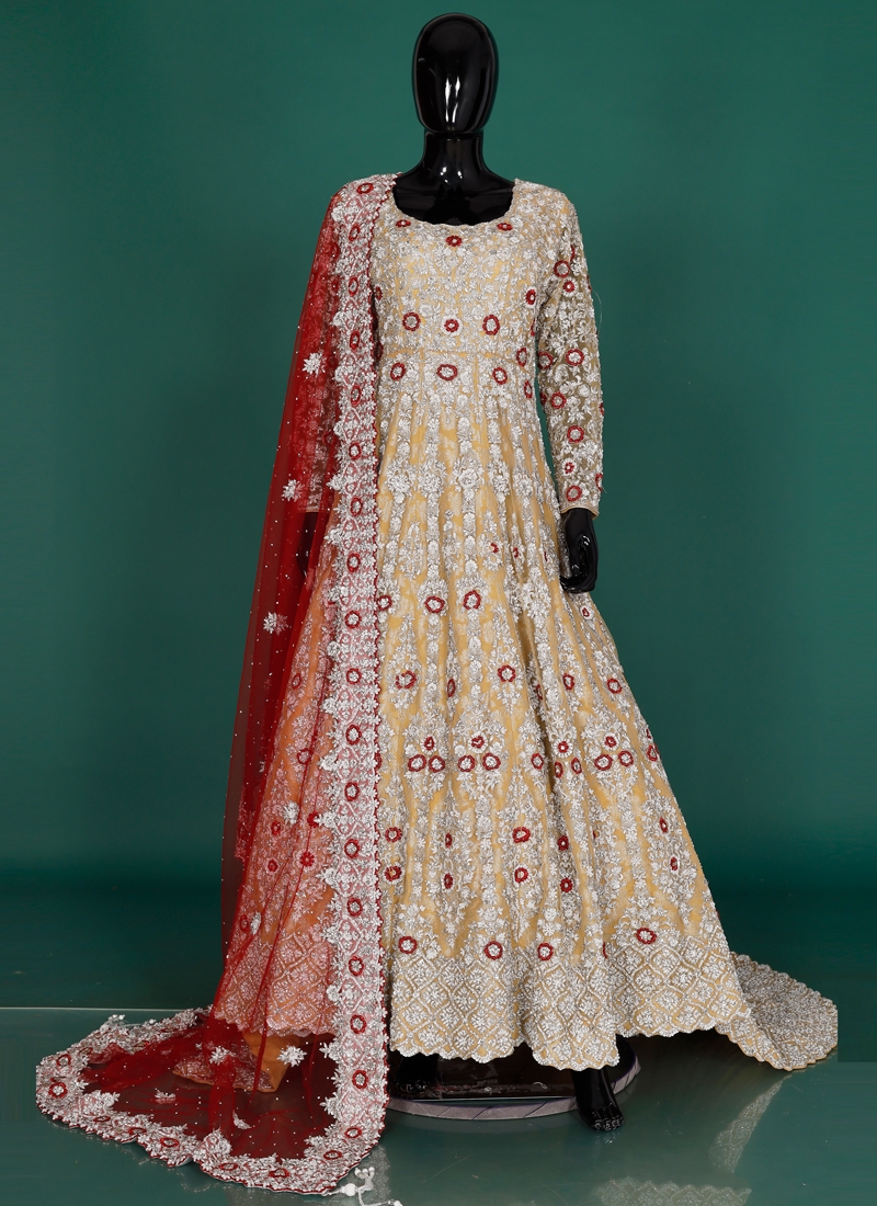 Fully Stitched Wedding Banarasi Gown with Dupatta and Belt –  siyarasfashionhouse