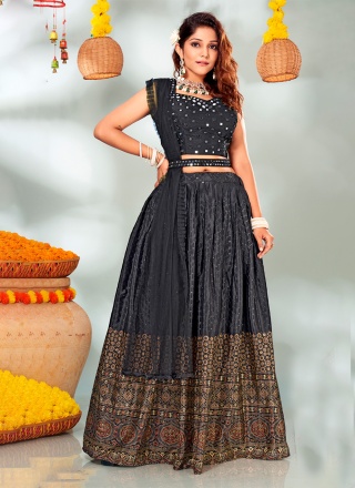 Sightly Digital Print Black Designer Lehenga Choli