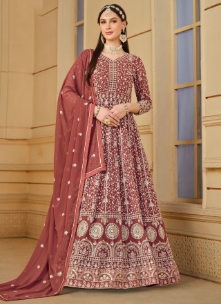 Sightly Embroidered Faux Georgette Trendy Salwar Kameez