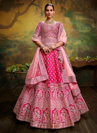 Silk A Line Lehenga Choli in Pink