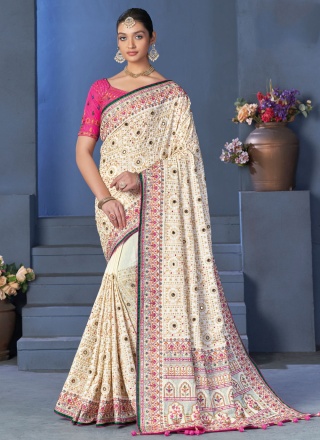 Silk Designer Saree in Cream