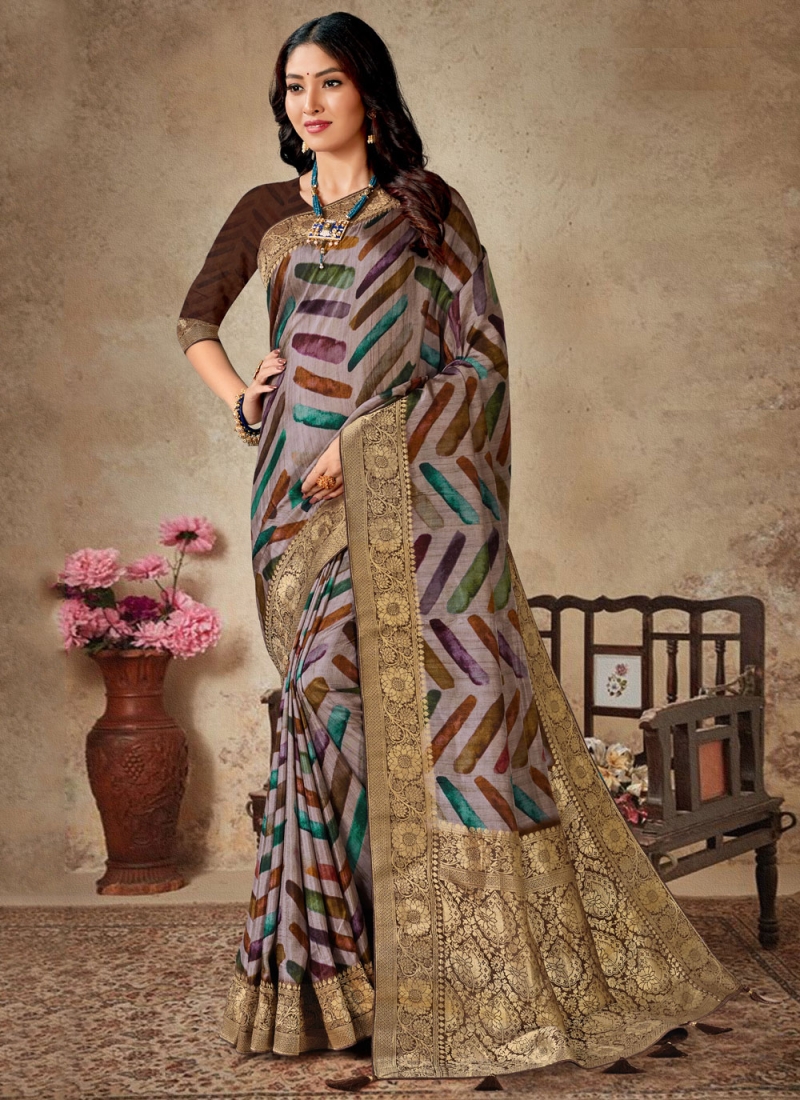 Silk Digital Print Multi Colour Traditional Saree