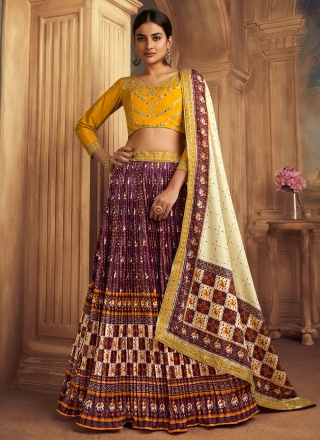 Silk Embroidered Purple Trendy A Line Lehenga Choli