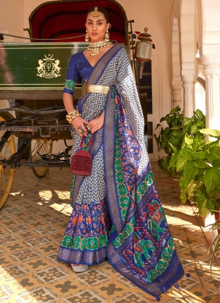 Silk Navy Blue Weaving Contemporary Saree