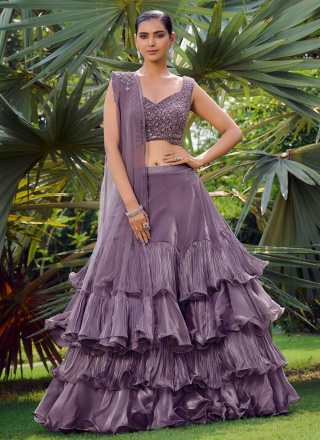 Silk Plain Mauve  Readymade Lehenga Choli