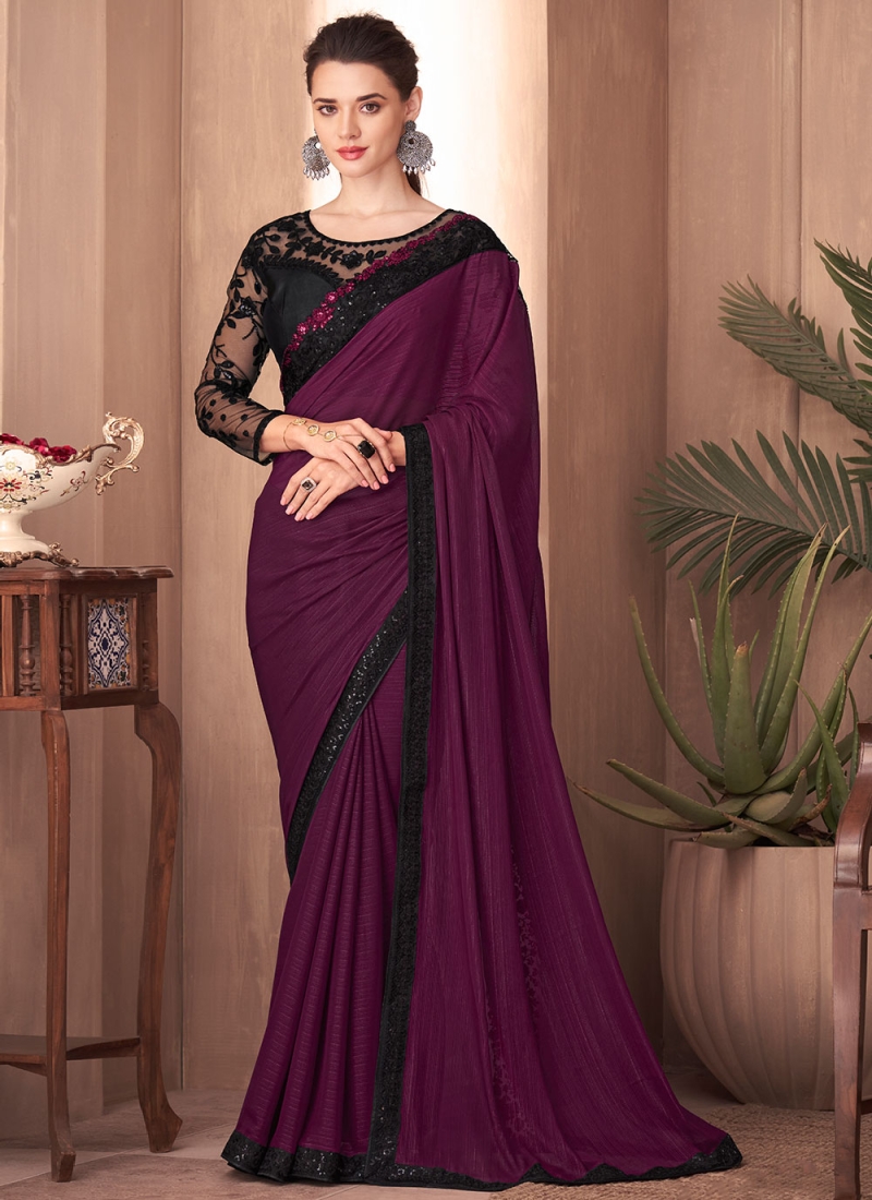 Silk Purple Classic Saree