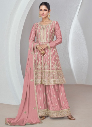 Silk Rose Pink Trendy Salwar Kameez