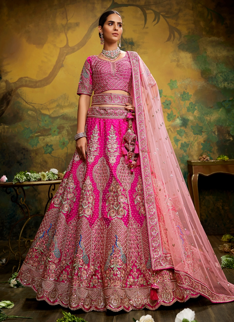 Silk Thread Pink Lehenga Choli