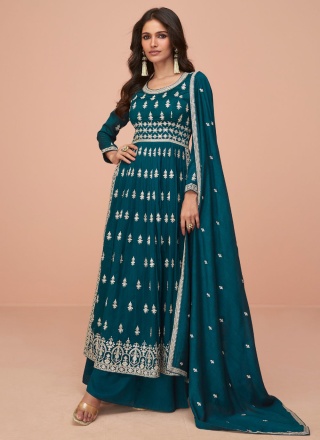 Silk Trendy Salwar Kameez in Rama