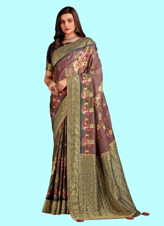 Silk Weaving Mauve  Trendy Saree