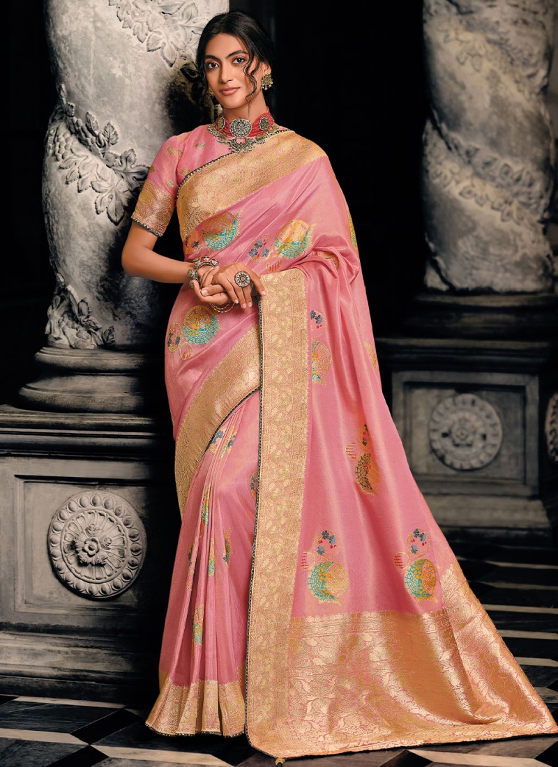 Nice Weaving Silk Pink Saree