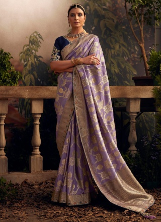 Silk Weaving Purple Saree