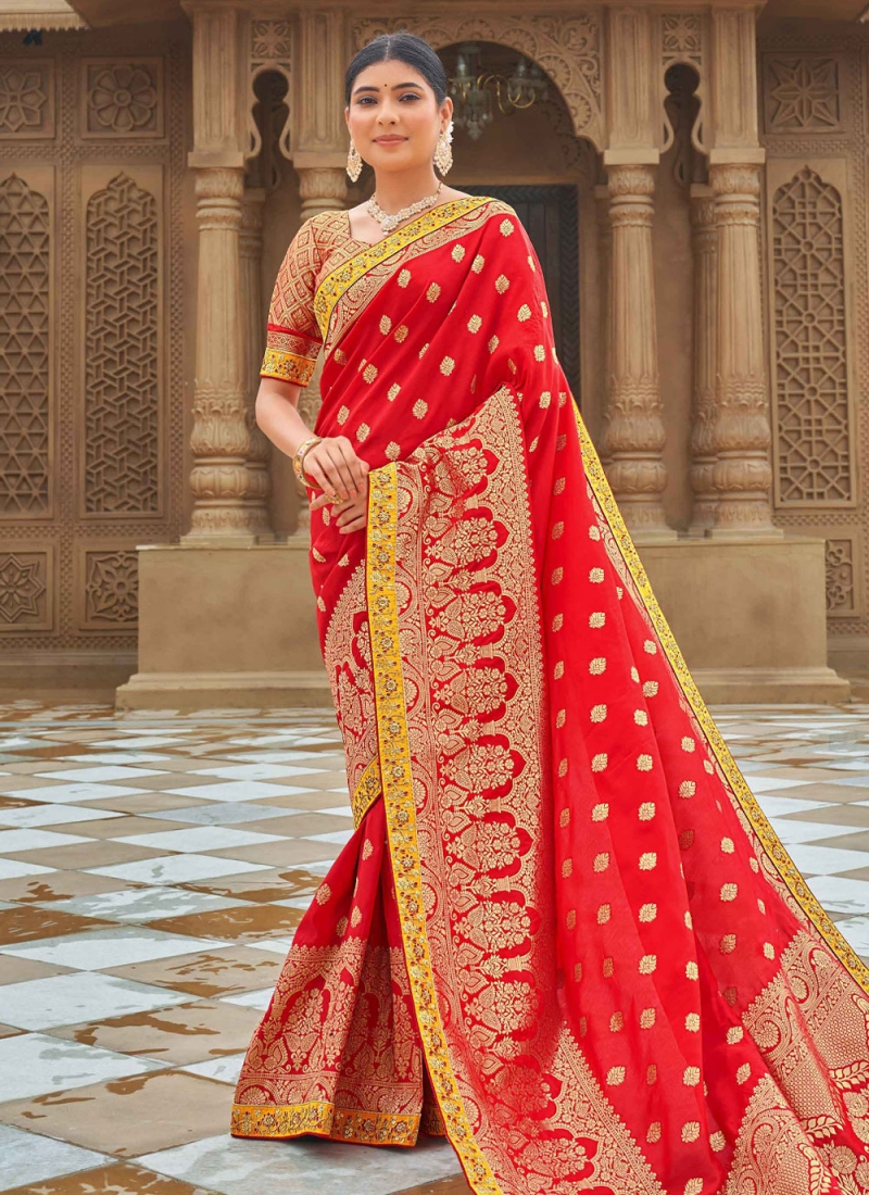 Simplistic Red Weaving Classic Saree