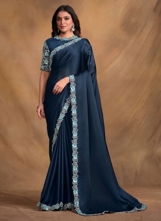 Simplistic Satin Silk Navy Blu