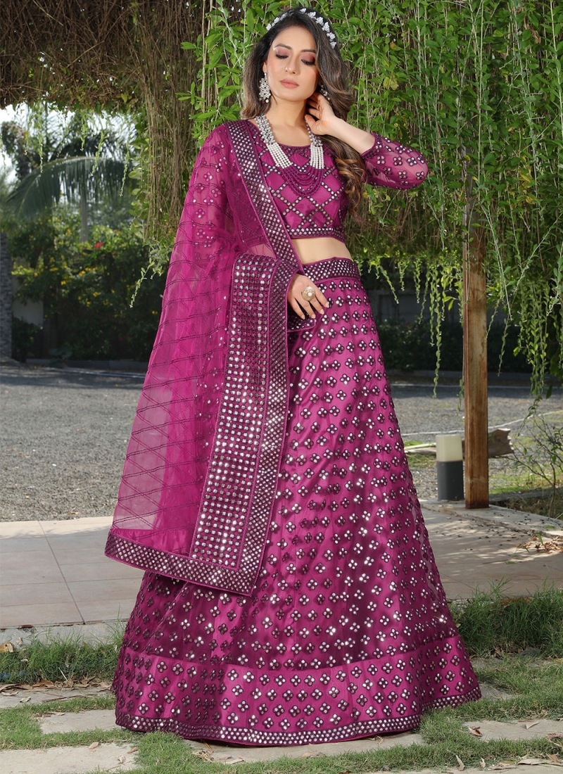 Sonorous Net Purple Thread Designer Lehenga Choli