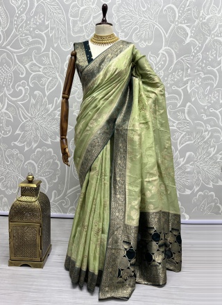 Sophisticated Green Silk Contemporary Saree