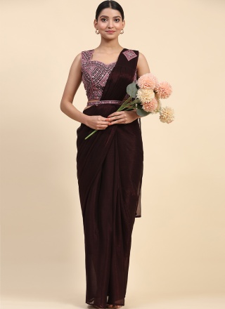 Sorcerous Brown Shimmer Contemporary Saree
