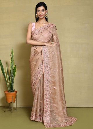 Specialised Beige Festival Contemporary Saree