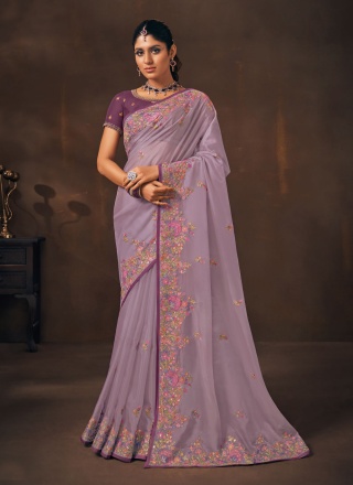 Spectacular Organza Embroidered Trendy Saree