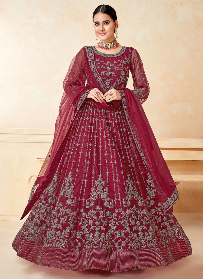 Splendid Maroon Embroidered Salwar Kameez