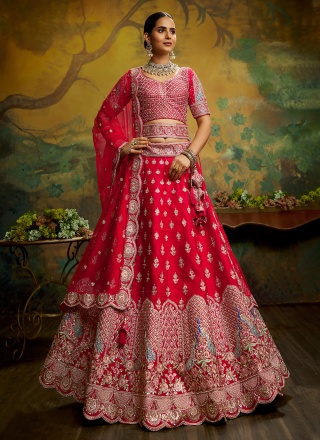 Splendid Red Engagement Designer Lehenga Choli