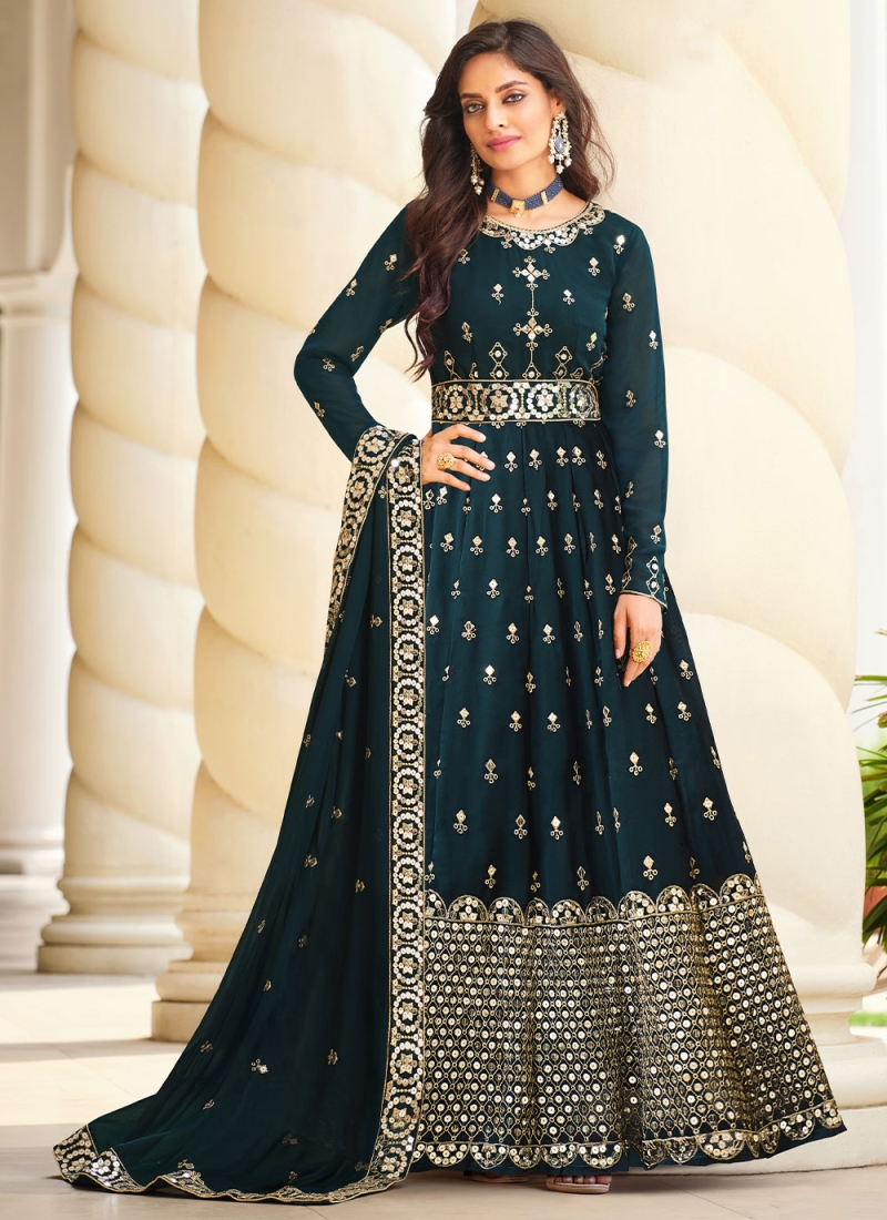 Staring Georgette Green Anarkali Salwar Suit