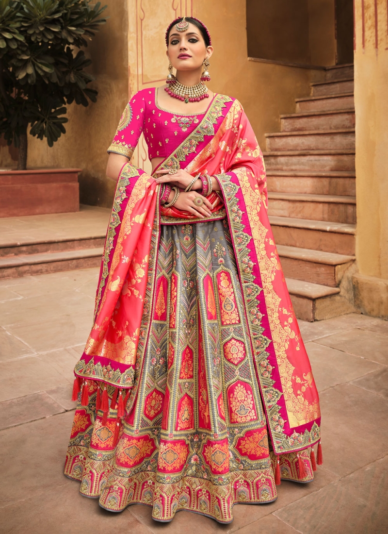 Staring Silk Multi Colour Embroidered Trendy Lehenga Choli