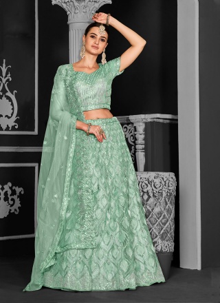 Sterling Green Embroidered A Line Lehenga Choli