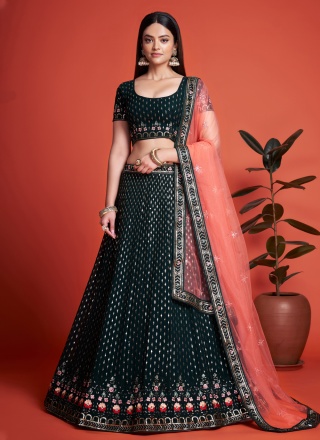 Sterling Sequins Green Trendy Lehenga Choli