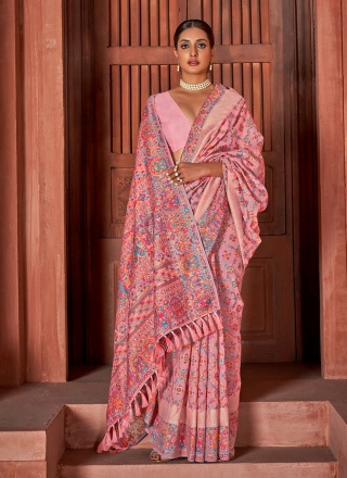 Strange Pink Pashnima Silk Traditional Saree