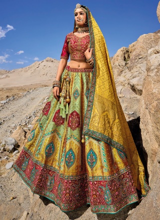 Striking Embroidered Green A Line Lehenga Choli