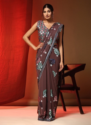 Stunning Brown Contemporary Style Saree