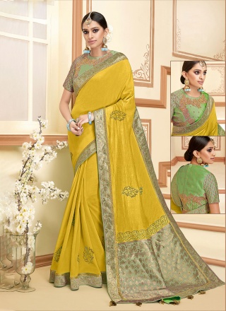 Stunning Silk Mustard Trendy Saree