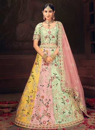 Stunning Zari Silk Multi Colour Trendy Lehenga Choli